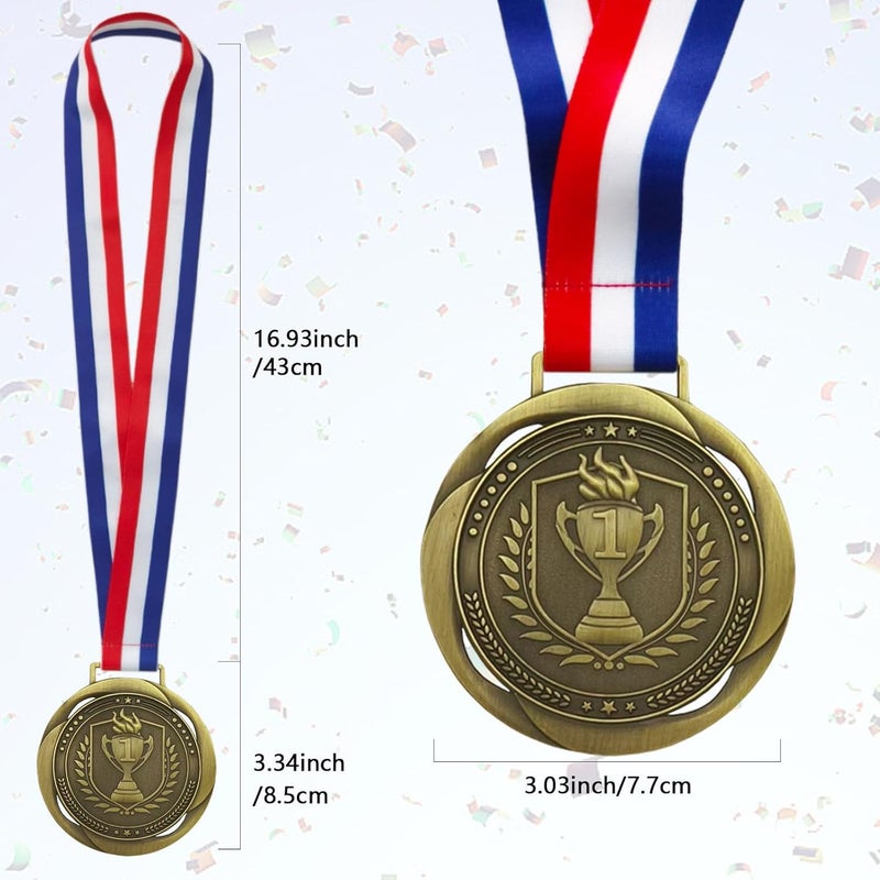 YUJUE First Place Medal, Large Medal - 3.34Inch Wide - GOlympic Style Winner Medals Gold & Stripes Neck Ribbon - Perfect for Any Competition, Coaches, Students, Athletes and Academics - Image 2